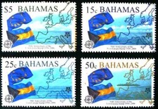 Timbres "50 ans Europa" Drapeaux Bahamas 1213/1216 ** de 2005 (70014EJ)