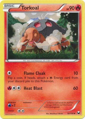Pokemon Dark Explorers Uncommon Card - Torkoal 18/108 - Picture 1 of 1