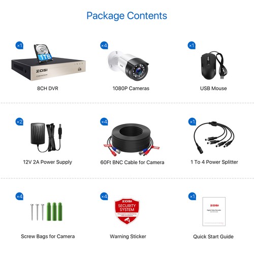 ZOSI 8CH 5MP Lite DVR 2MP Außen Überwachungskamera Set CCTV Kamera IR Nachtsicht - Bild 53 von 55