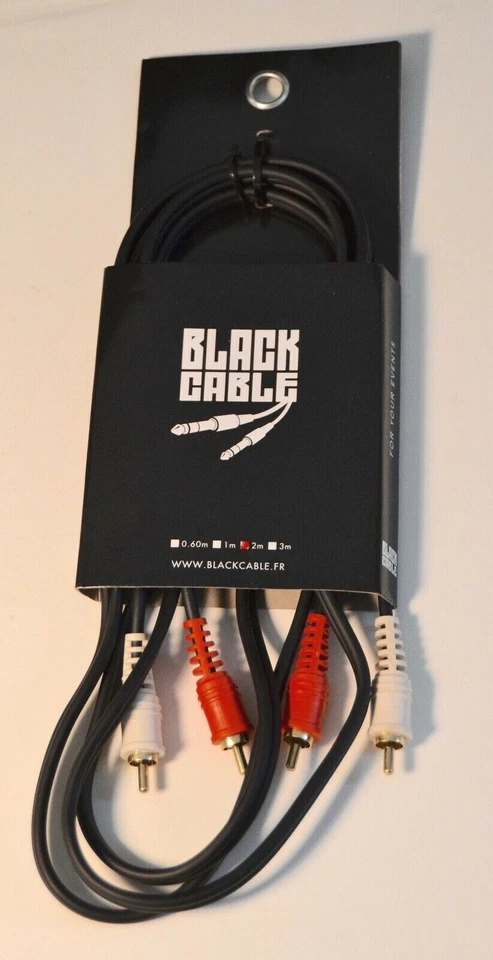 BLACK CABLE BCA1007 CABLE CORDON RCA M vers RCA M cinch/cinch 2 METRES NEUF - Photo 1/1