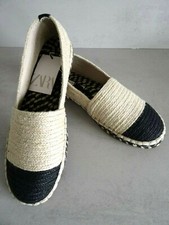 ZARA NATURAL-COLOURED ESPADRILLES WITH CONTRAST TOE CAP SIZE UK 6 EU 39 US 8