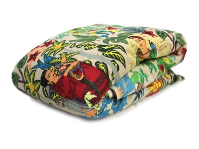 Indian 100% Cotton Floral Beige Frida Printed Dress Making Fabric Fabric 5 Yard
