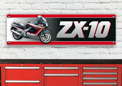BR270B KAWASAKI ZX10 1988 BLACK GARAGE WORKSHOP BANNER SIGN
