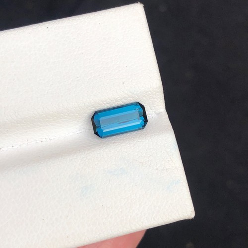 Natural 1.20 Ct Ink Blue Tourmaline Emerald Cut Gemstone For Ring - Picture 5 of 6