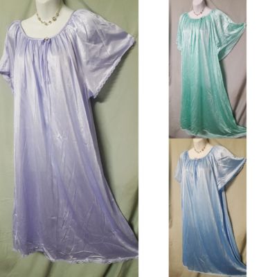 COMFORT CHOICE Blue Green Purple Nightgown  Calf Length M L   1X 2x   3x  4X