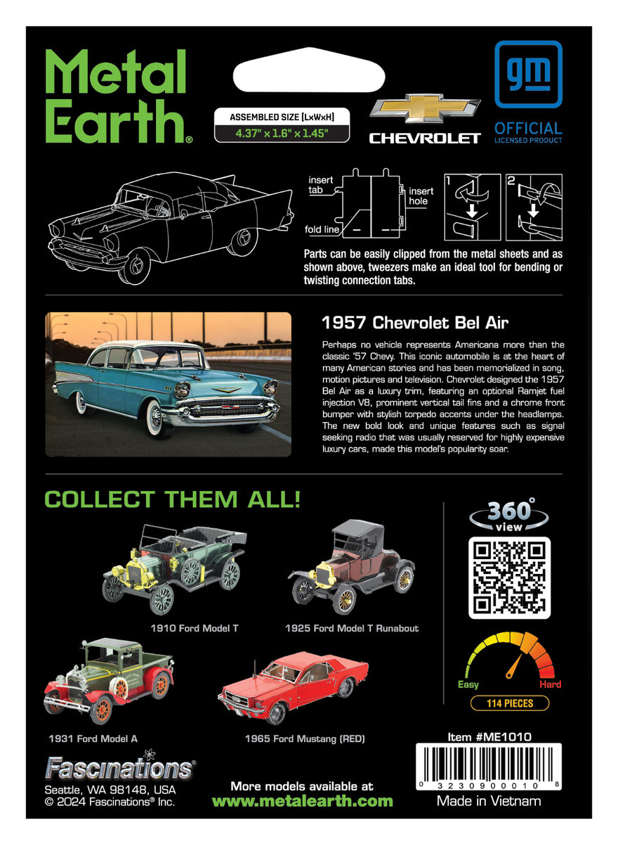 Fascinations Metal Earth 1957 CHEVROLET BEL AIR Vehicle 3D Laser