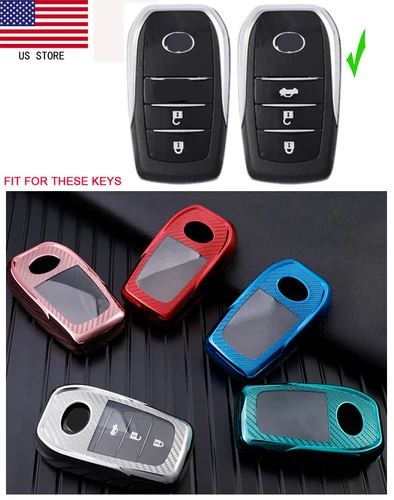 For Toyota Prado Hilux Highlander Key Case Smart key Cover Keychain Carbon Fiber