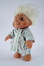 70s Original Thomas DAM Vintage Troll Family Good Luck 24cm Grandma Denmark 80s