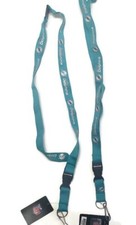 Miami Dolphins Lanyard Key Chains w/Detachable Buckle 21"L x 3/4"W Aqua Lot of 2