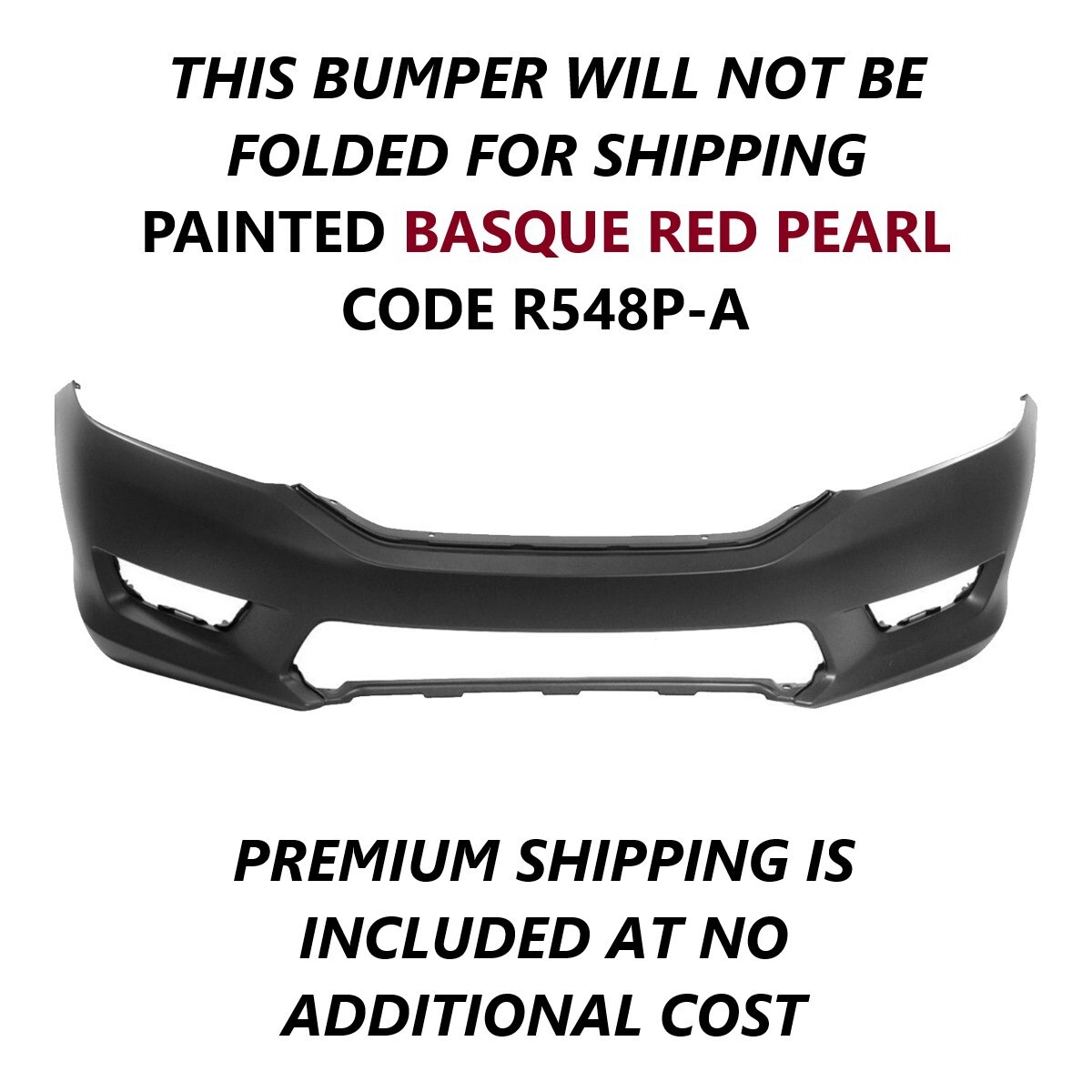 2013-2015 ACCORD SEDAN FRONT BUMPER OEM BASQUE RED PEARL R548P-A