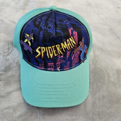 Vintage 90s Marvel Comics Spider-Man Green Goblin hat cap with pins .