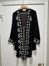 Roja Cardigan Woman’s X-Small Velvet Brown Embroidered Trim Coverup Robe