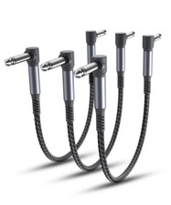 3 Pack 6-Inch Guitar Patch Cables 1/4" Right-Angle Nylon Braided Audio Cables