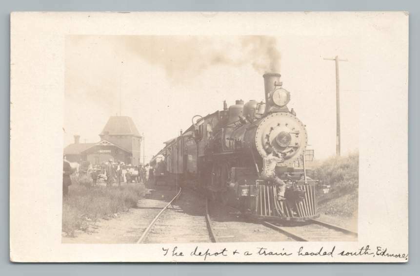 w Worker at Train Depot EDMORE Michigan RPPC Railroad Station Photo eBay
