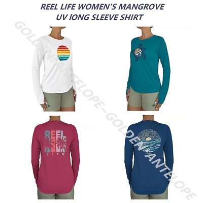 REEL LIFE WOMEN'S SUN DEFENDER LONG SLEEVE UV TEE~MULTIPLE COLOR & SIZE NEW