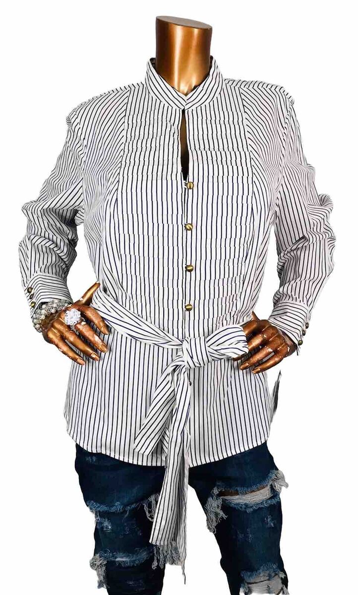 Jones NY 1X Plus Top Striped NWT $85 Hip Belt Black White Jones NY 1X Plus Top Striped NWT $85 Hip Belt Black White