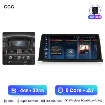 Autoradio Multimedia Android 14 4+32GB Navi GPS für BMW 3er/5er E60 E61 E90 CCC