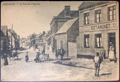 AK Vermelles Rue l' Eglise 1917 Feldpost Minenwerfer 56 Kriegslazarett Brüssel