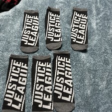 DC Comics Justice League Grey Theme 3 Pairs Socks 6 Total Socks Mens Size 6-12
