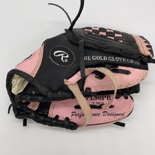 Rawlings 9" T Ball Mitt Baseball Glove Youth Black Pink Right Hand Throw PL90PB