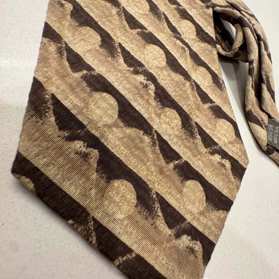 Corbata vintage Calvin Klein beige geométrica seda para hombre hecha a mano en EE. UU. Foto 2 de 4
