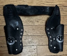 VINTAGE LONE RANGER 1978 CBS TOYS HARD RUBBER DOUBLE PISTOL HOLSTER SET NOS?