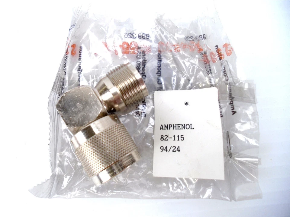 (2 Pcs) AMPHENOL - PN: 82-115 - UG212C/U - 90° ANGLE JACK-PLUG CONNECTOR -(NEW) - Image 2 of 4