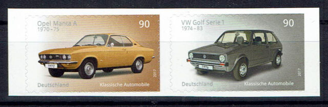 3301-3302 ** postfrisch skl. BRD 2017 Automobile. Opel Manta + VW Golf