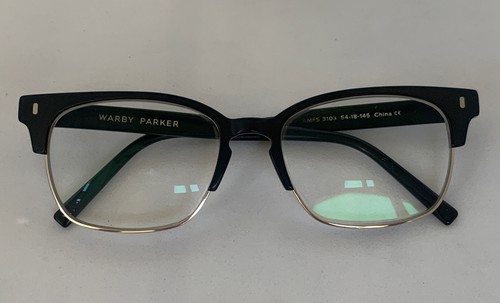 Warby Parker Eyeglasses Frames AMES W 3103 Black Silver Square 54-18-145 - Picture 4 of 12