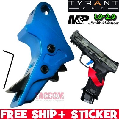 Tyrant Designs BLUE BLACK Trigger Shoe for M&P S&W 1.0 / 2.0 CRISP BREAK RESET