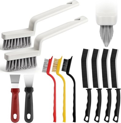 11Pcs V-Shaped Grout Cleaning Brush Set, with Stiff Bristles Crevice Cleaning