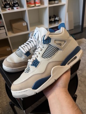 Nike Air Jordan 4 Retro Off White/Military Blue, Größe EU46 US12