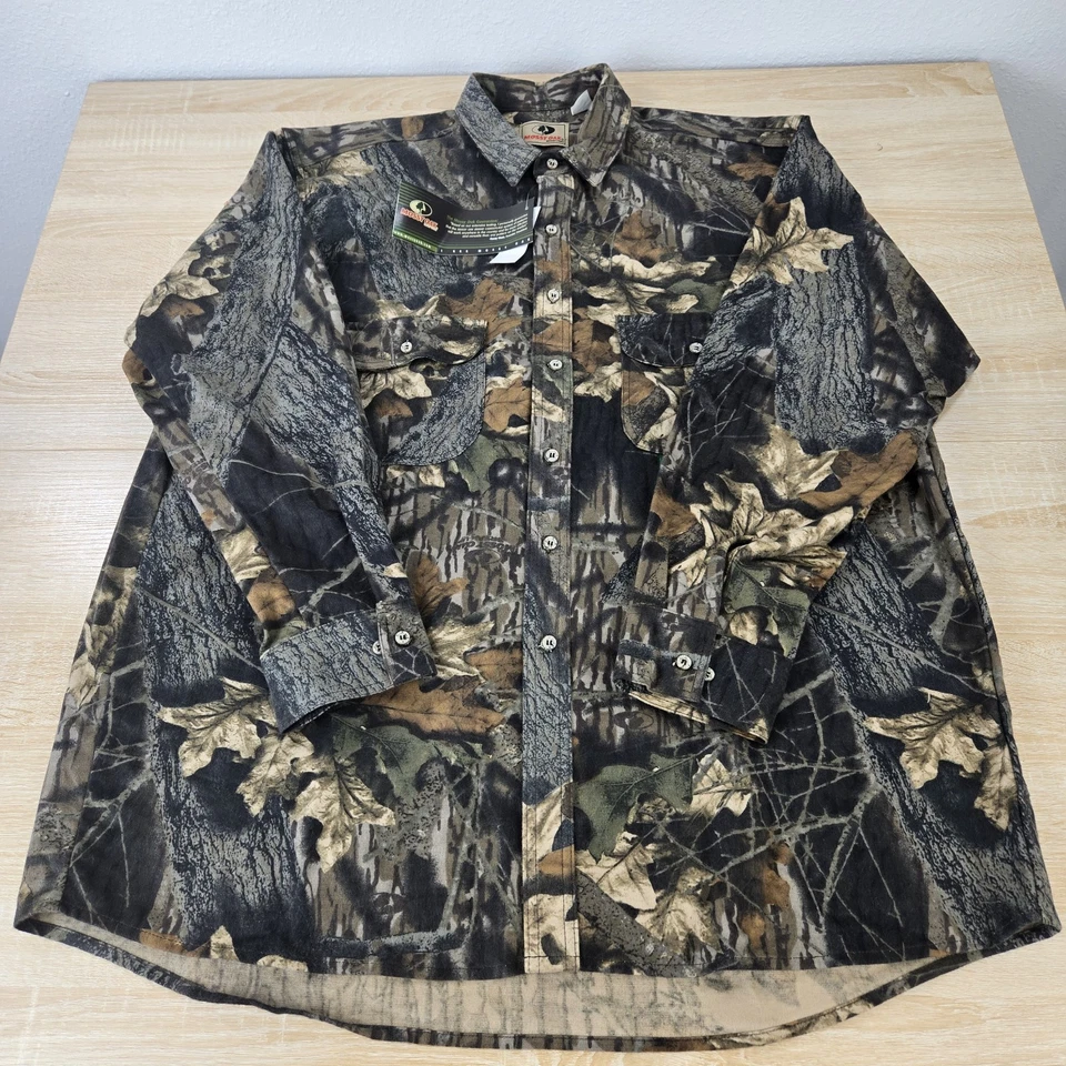 NEW Men's 2XL Mossy Oak Camo Pattern Long Sleeve Break Up Woodsman Chamois Shirt - Image 2 of 4