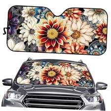 SEANATIVE Universal Car Windshield Sun Shade Window Protector for Retro Dahlia