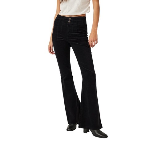 NEU $ 98 Gr. 30 We The Free People Jayde Cord Schlagjeans hoher Bund Stretch schwarz - Bild 2 von 24
