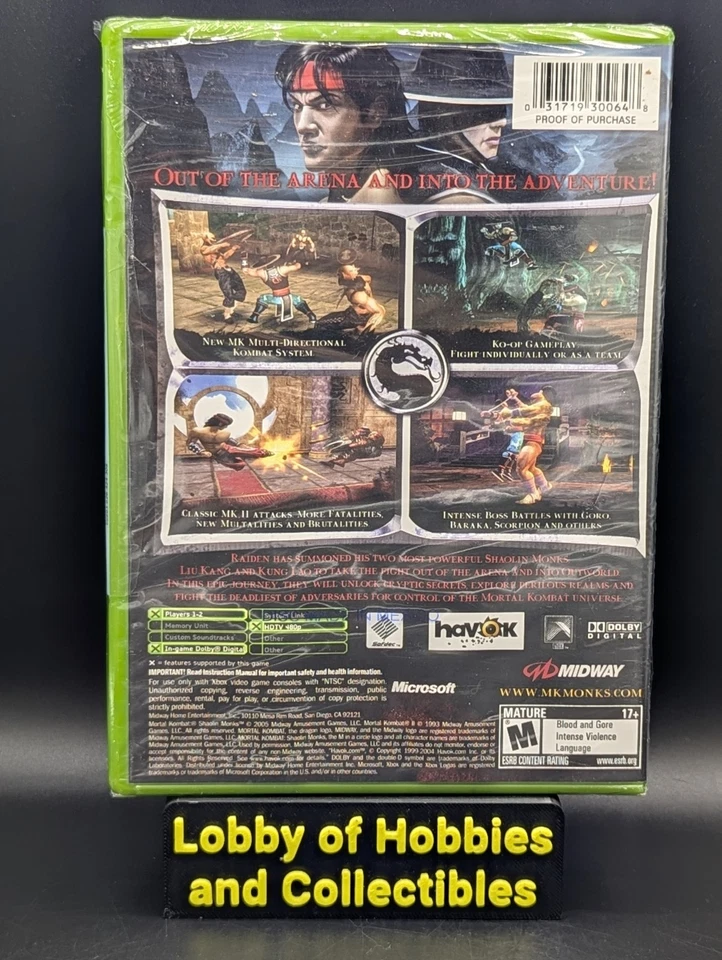 Mortal Kombat Shaolin Monks ( Microsoft Xbox ) Brand New - Sealed - Image 2 of 4