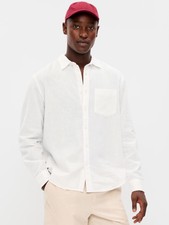Classic Fit Linen-Blend Shirt(White Lilies)-Old Navy|22821