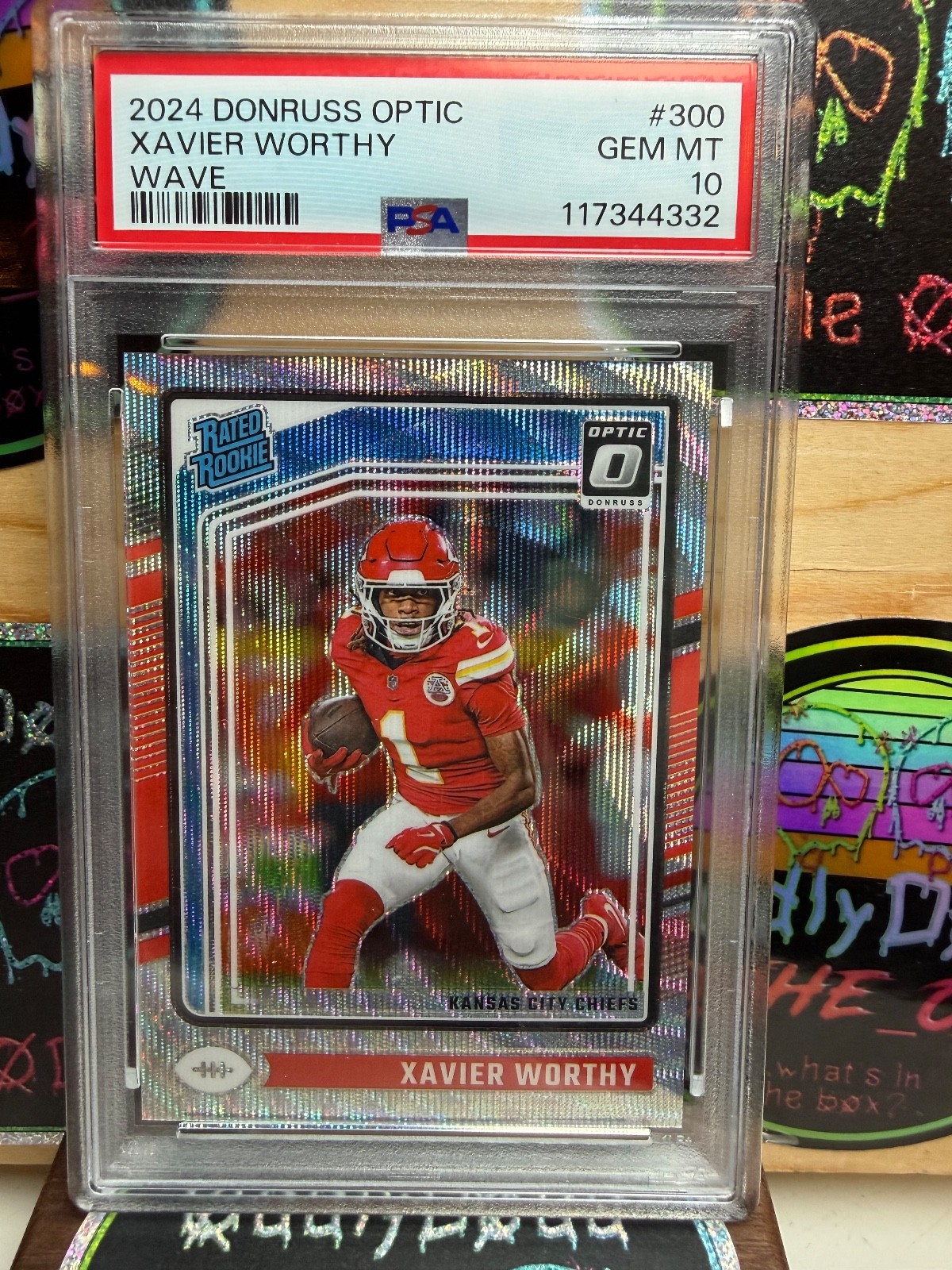 2024 Donruss Optic Rated Rookie #300 Xavier Worthy - Wave /300 RC PSA 10 Chiefs