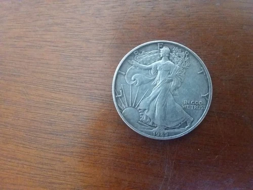 1989 AMERICAN SILVER EAGLE COIN 1 OZ FAIR TO GOOD CONDITION .999 BULLION