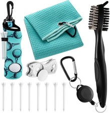 Golf Accessories Kit Bag Towel Tees Divot Tool Cleaner Brush