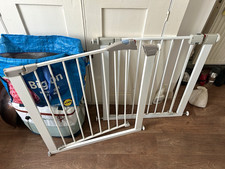 Pressure Mounted Metal Stairway Gate / Stair Gate - White & Grey x 2 pcs