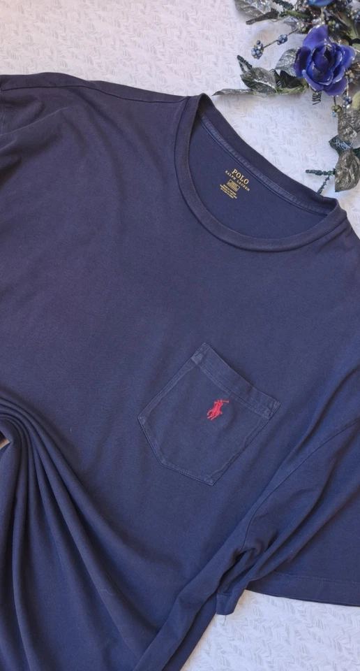 T-Shirt Polo Ralph Lauren-Homme- Blue navy Logo Rosso Tg-XXL-Men's cotton- - Imagen 4 de 4