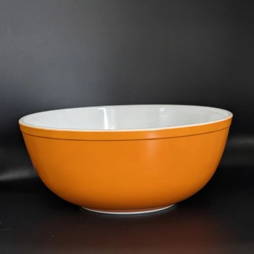 Vtg PYREX 404 10" Burnt Dark Orange 4 Qt. Mixing Nesting BOWL Daisy Citrus