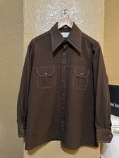 Vintage 70s Sears Men's Kings Road Shop Perma Prest L/S Shirt Brown L 16 - 16.5