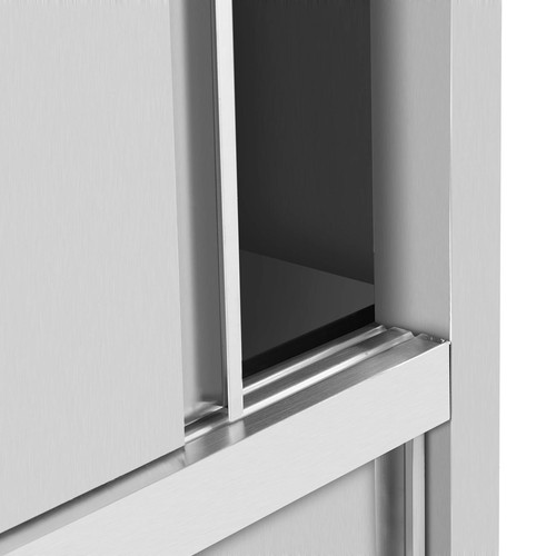 Geschirrschrank Edelstahl Hochschrank Vorratsschrank Schiebetüren Breite 100 cm - Bild 4 von 6