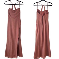 Azazie x Kendall & Kylie Coral Bridesmaids Dress Full Length Chiffon Gown Size 4