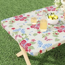 Rectangle Vinyl Tablecloth, Fitted Table Cover, 100 Waterproof, Elastic Edge...