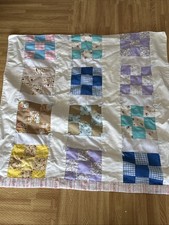 Handmade Quilt Vintage Lap Chair Baby Blanket Purple Blue Pink Pastel Spring