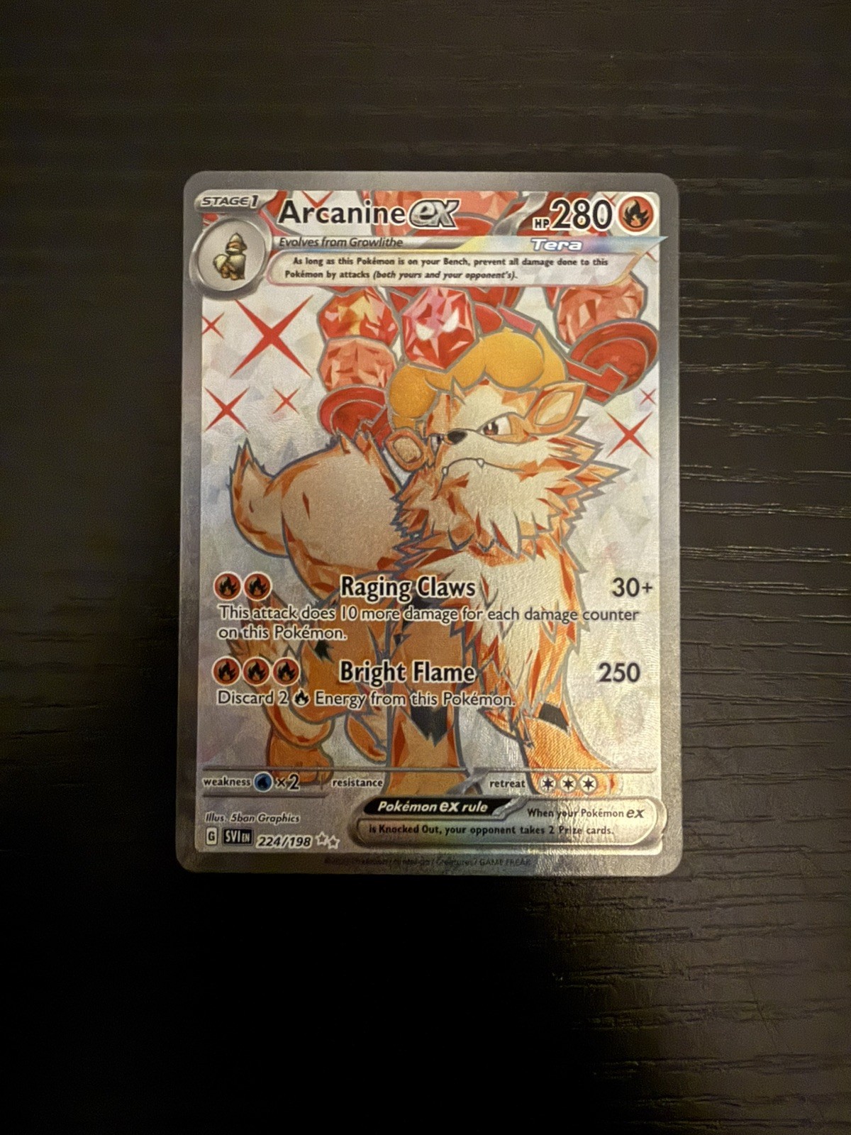 ARCANINE EX  224/198 - ULTRA RARE - FULL ART - Pokemon Scarlet and Violet -  NM