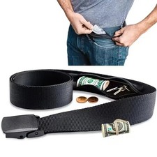 Travel Security Belt Hidden Money Pouch Wallet Pocket Waist Belt Safe Non-Metal